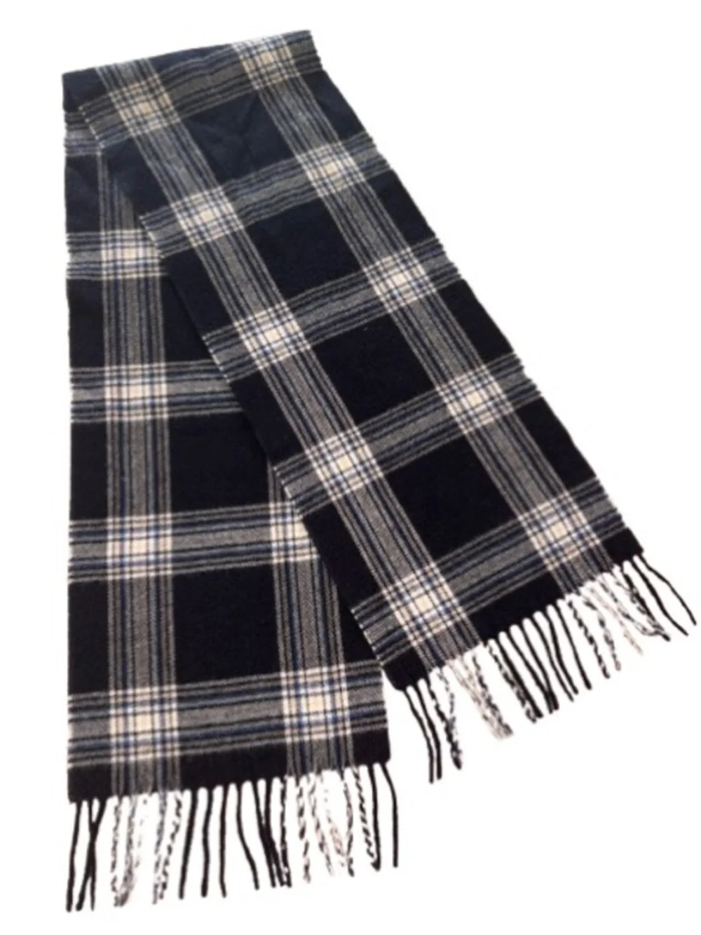 Michael Kors Men’s Classic Black Plaid Fringe Scarf